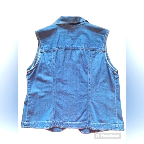 Liz Claiborne Jean Vest with snap buttons Medium Wash - Picture 3 of 3